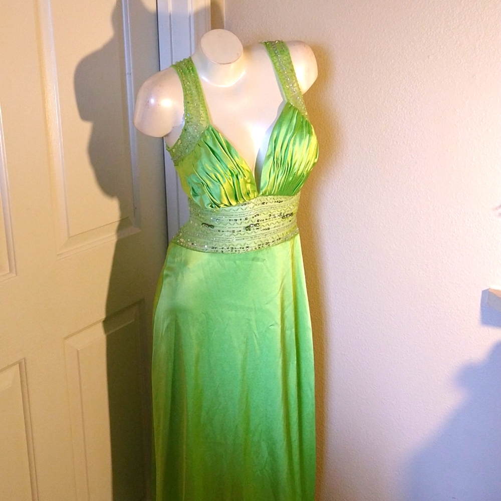 Nox Lime Embellished Gown w/shawl
